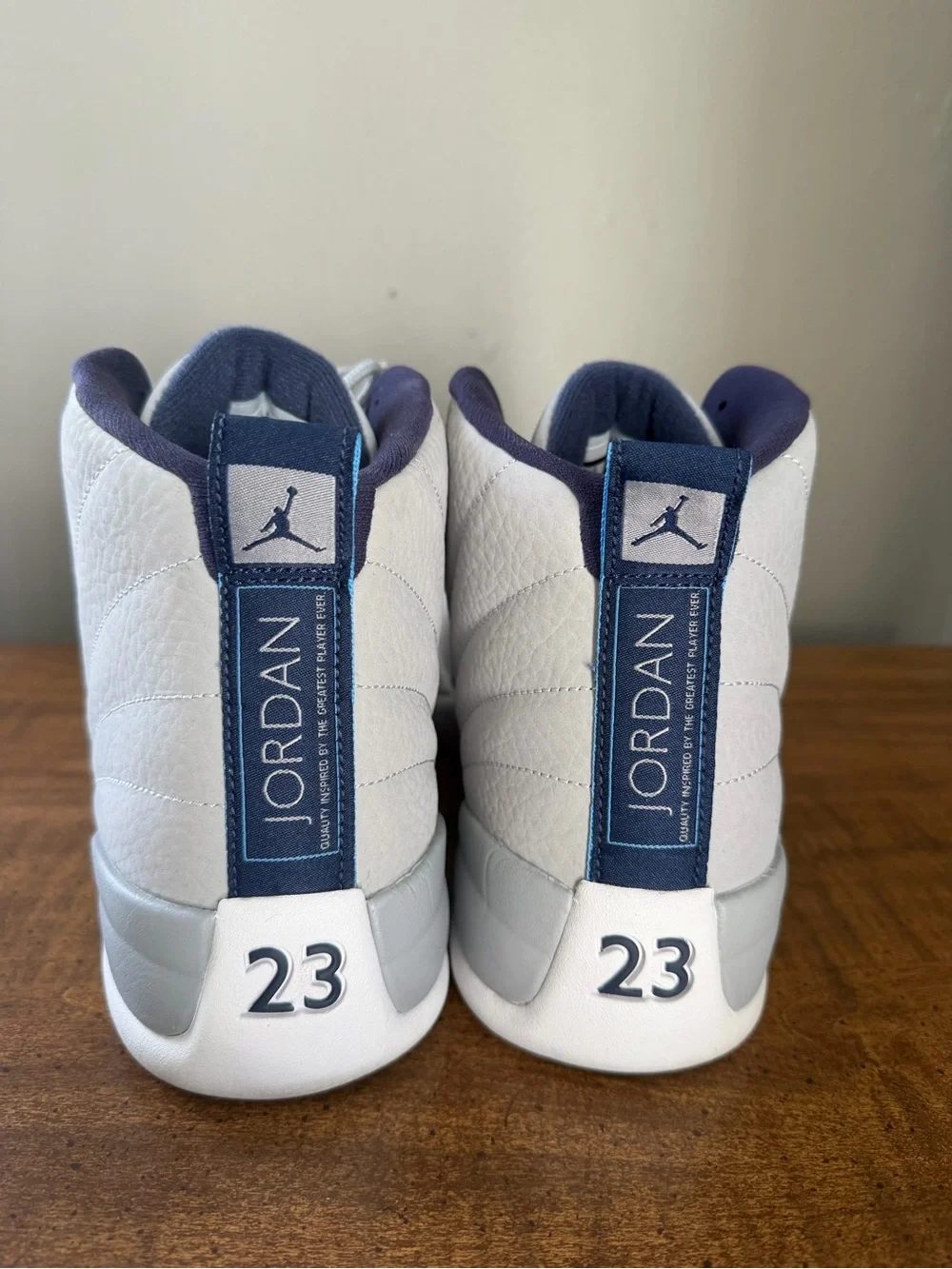 Jordan Men's Grey, White and Blue High-Top Sneakers